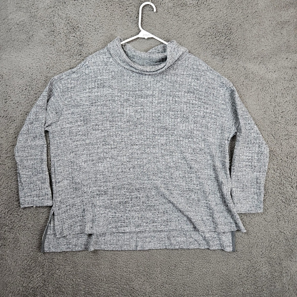 Maeve‎ Anthropologie Gray Ribbed Cowl Neck Oversized Tunic Sweater Large